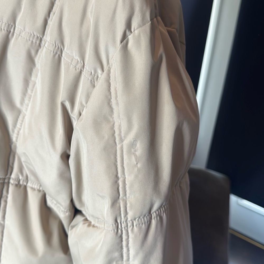 Vintage Beige Hooded Puffer Coat 725 Originals Mid Length Size EU44 (L/XL) *READ - Picture 13 of 15